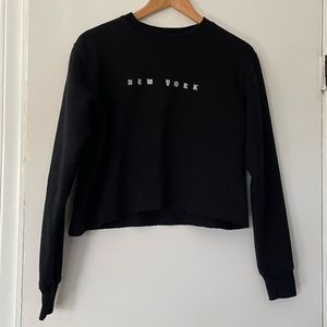 Brandy Melville Black New York Cropped Crewneck Sweatshirt